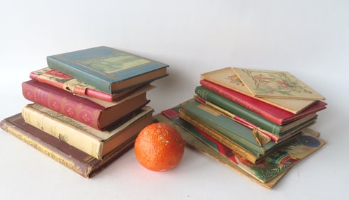 Grouping of 16 vintage Christmas books including "A Christmas Sermon" by Robert Louis Stevenson,