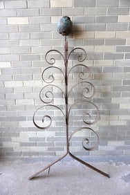 An unusual hand forged iron building ornament or lightening rod, probably late 18th c.