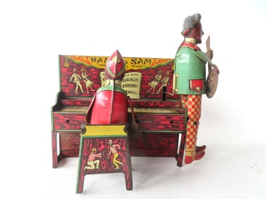 Ferdinand Strauss tin windup "Ham & Sam / The Minstrel Team" toy