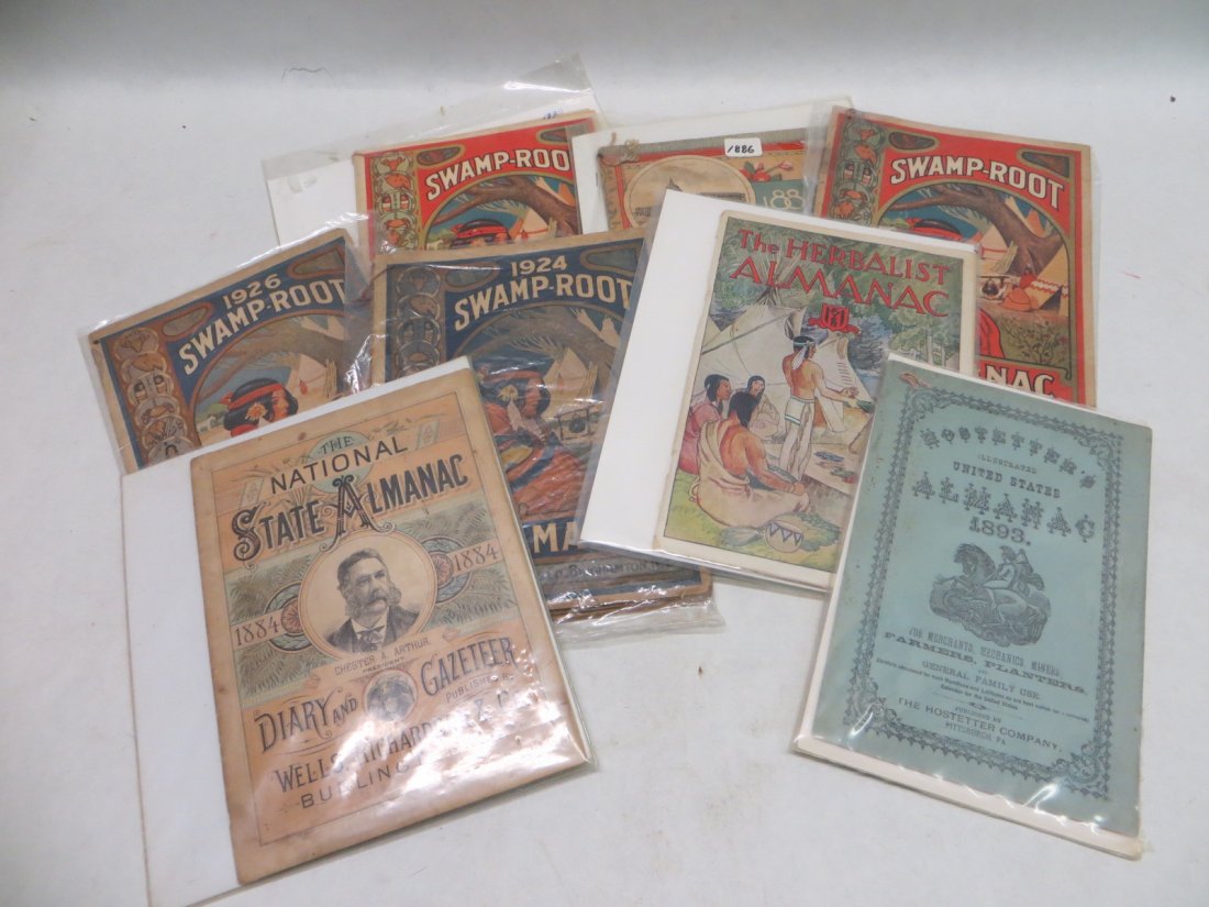 Lot of ten almanacs including Farmers & Swamp Root from: Lot of ten almanacs including Farmers & Swamp Root from Late 19th c to early 20th c
