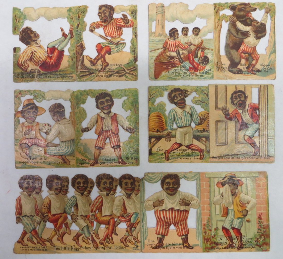 Black Americana-Raphael Tuck & Sons "Ten Little N-boys": Black Americana-Raphael Tuck & Sons "Ten Little N-boys" die cuts No. 814, Condition: Fair to Good