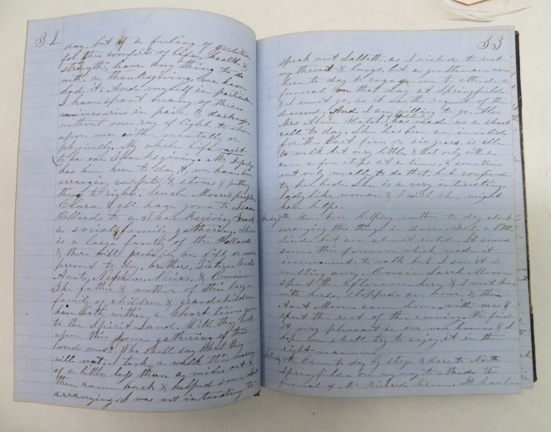 Two Diaries 1850's + Calvin Coolidge autograph letter: Several written daily documentaries including spiritual diary starting in 1856, Hartford CT containing 179 pages of handwritten pen & ink entries - second half of book with many ledger entries startin