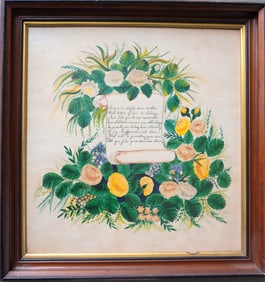 A beautiful watercolor theorem of a bouquet of flowers, with prose describing this as a gift to