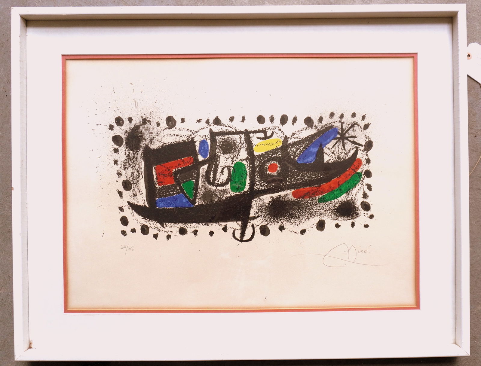 Joan Miro, 1893 - 1983, was active/lived in Spain, France. "Star Scene" lithograph, pencil signed: Joan Miro, 1893 - 1983, was active/lived in Spain, France. "Star Scene" lithograph, pencil signed Miro lower right and marked in pencil 34/160 lower left. Research indicates this limited edition mark