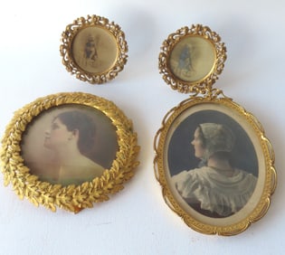 Grouping of 4 fancy gilded metal frames, all believed to be late 19th to early 20th century and