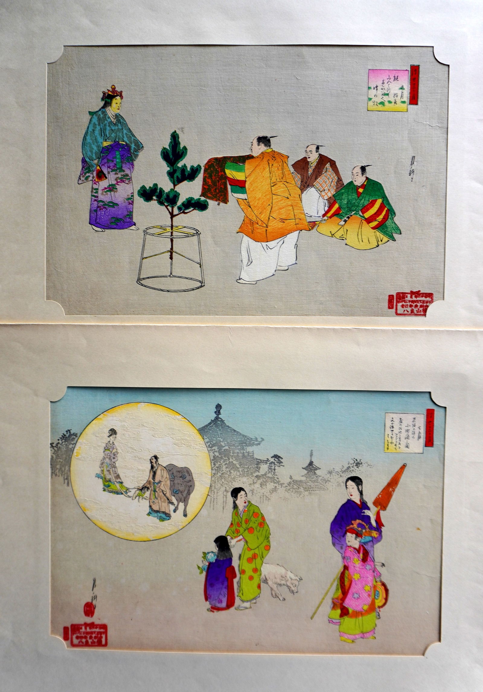 Gekko Ogata, Japanese 1859-1920. Two unframed woodblock prints from M. Nakazawa Co. Tokyo. The first (1 of 10)