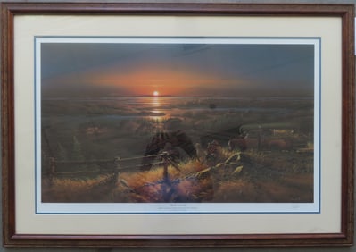 A large folio lithograph titled "Best Friends" subtitled "Coors Country Classic Series by Terry