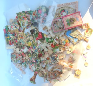 Large grouping of Victorian die-cuts and 7 vintage Valentine cards
