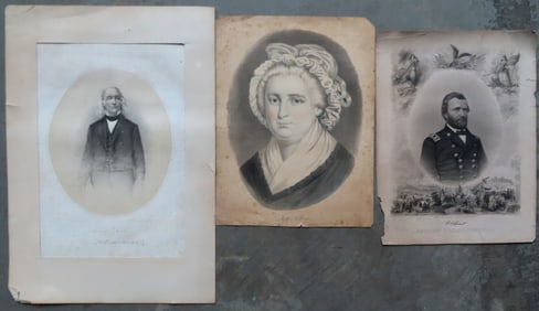 Grouping of 3 military and political unframed lithographs including: "Lieut. Genl Ulysses S. Grant,