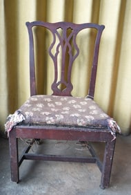 A Chippendale mahogany side chair, 18th century, probably NE origin, with pierced back, molded edge
