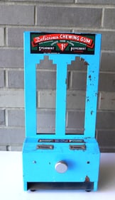 A 1 cent Spearmint and Peppermint chewing gum dispenser - 7"W x 4 5/8"D x 14 7/8"H - some minor rust