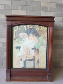 A Victorian black walnut advertising display box, similar to Diamond Dyes box but converted to a