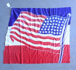 A 43 star American fabric flag, good condition, circa 1890-91. Measures 23" x 27" - note that the