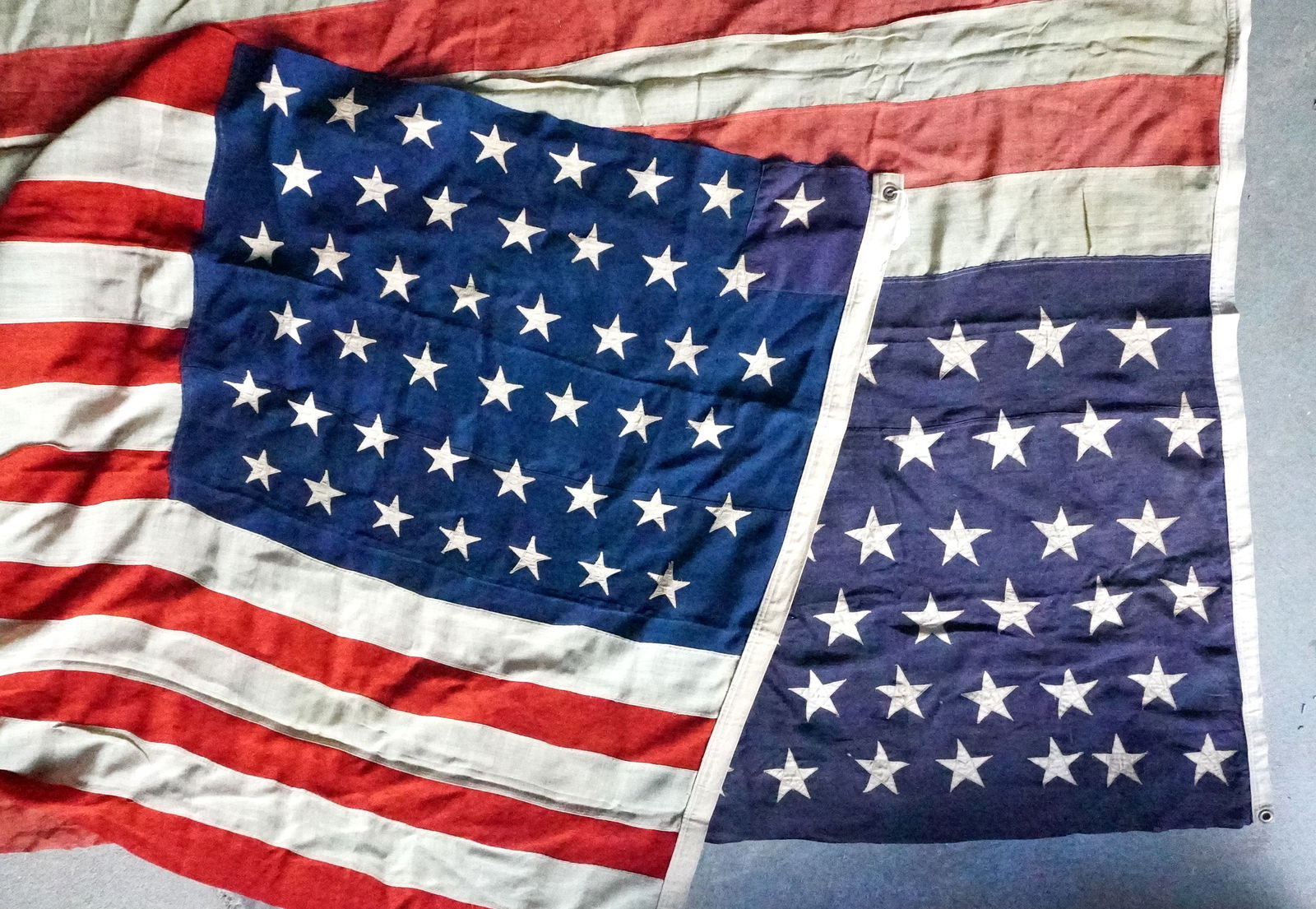 Two American 45 star flags: The first signed on header "William B. Caterson", likely the owner and (1 of 15)