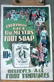 "Dr. Meyer's Foot Soap" colorful advertising lithograph poster,  early 20th century. Some tape