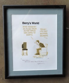 An original framed comic art of "Berry's World" signed Jim Berry. Very good condition. Total frame