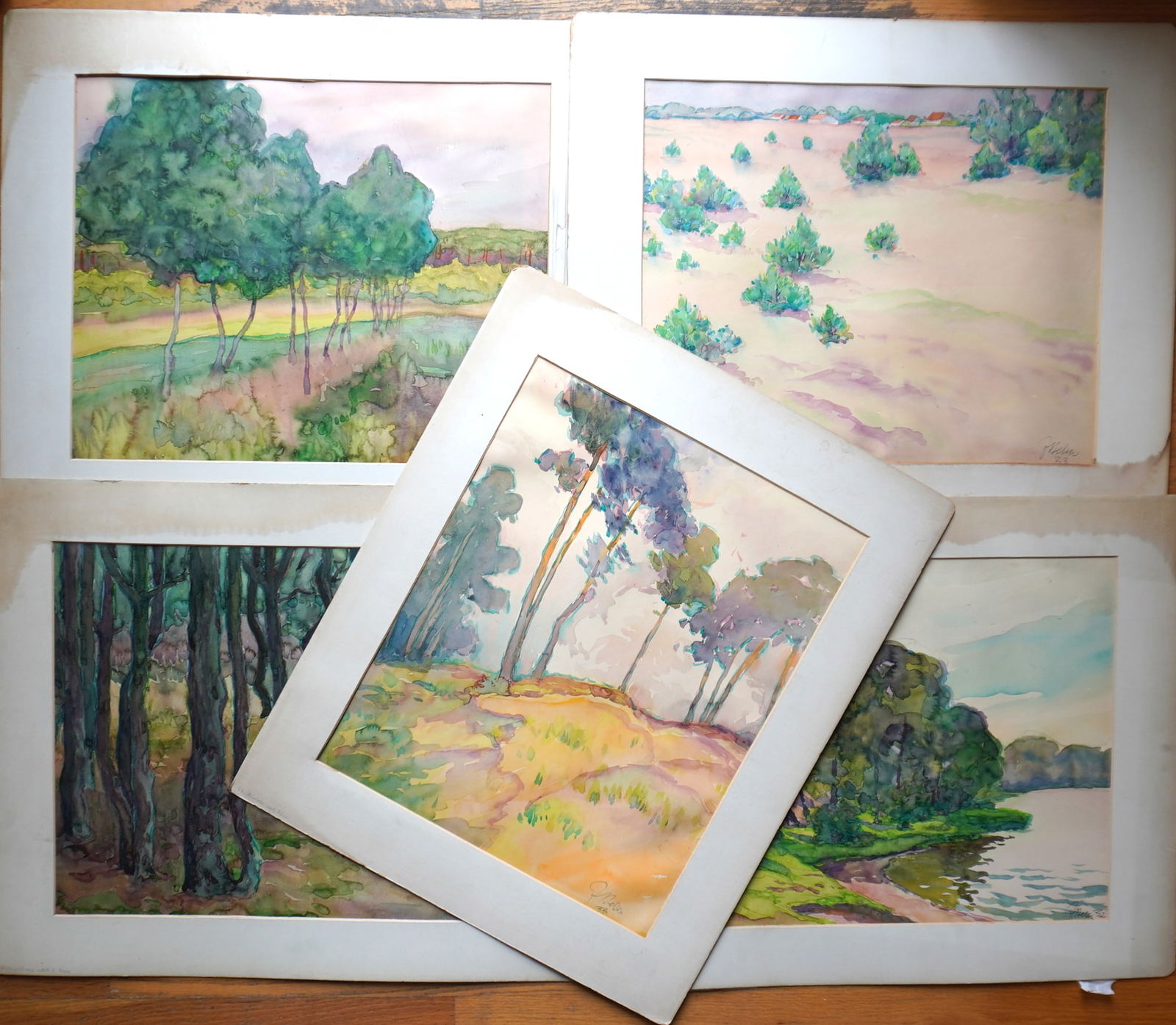 Grouping of 5 unframed landscape W/C's by Jacobus Belsen dated 1932 to 1933, when he was living and (1 of 18)