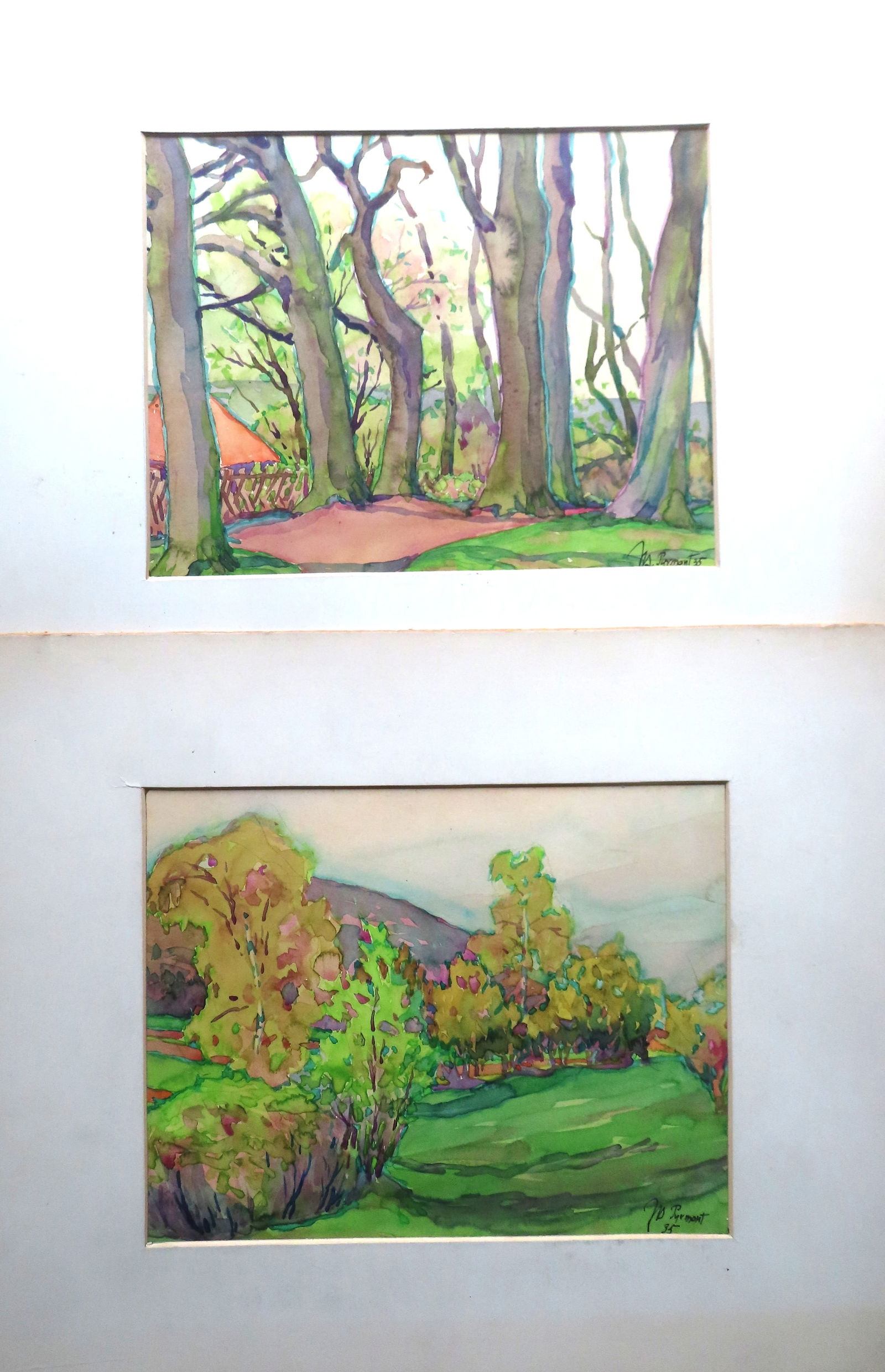 Two landscape W/C's by Jacobus Beslen. Both signed "JB Pyrmont '35" and in very good condition - eac (1 of 6)