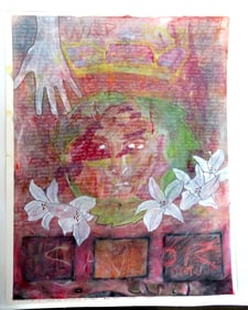 Mixed media original art on paper, religious modernism - Deuteronomy 28.1-36.