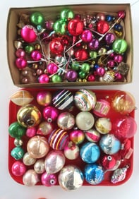 Grouping of mostly vintage Christmas glass balls, most circa 1950 and in good condition. See photos