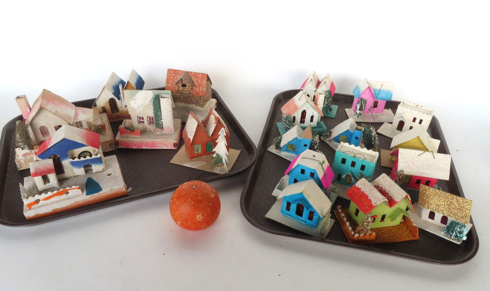 Grouping of 19 vintage Christmas village houses, most post war Japan 1950-70. Includes 11 that are t (1 of 9)