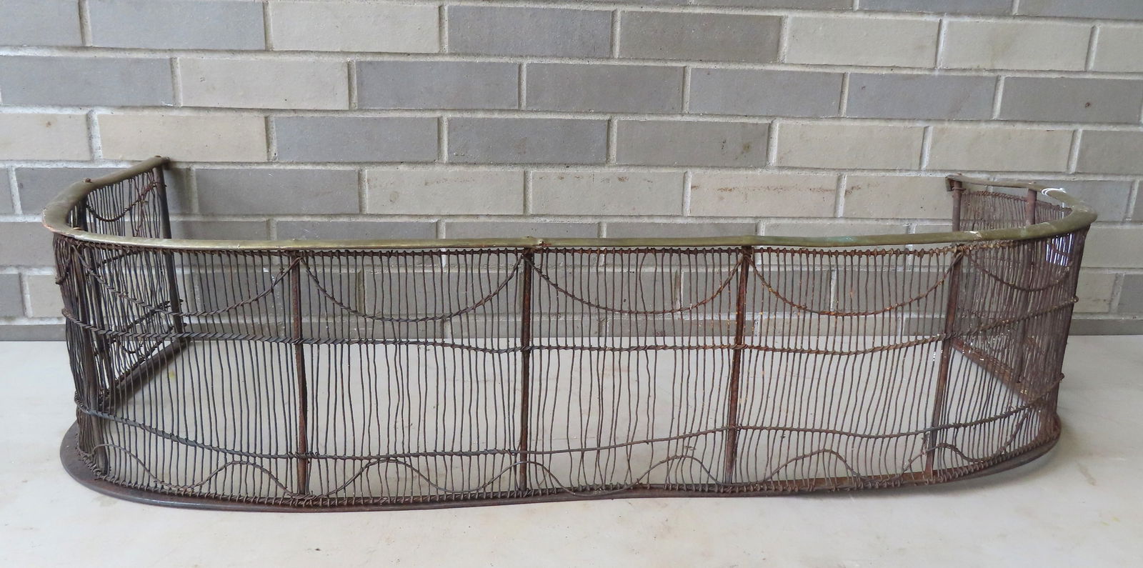 An early wire and brass fireplace screen, circa 1820. Some wire breaks, but overall fair to good con (1 of 7)