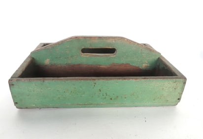 A cutlery box in original green paint, late 19th century in good original condition. Measures 12 1/4