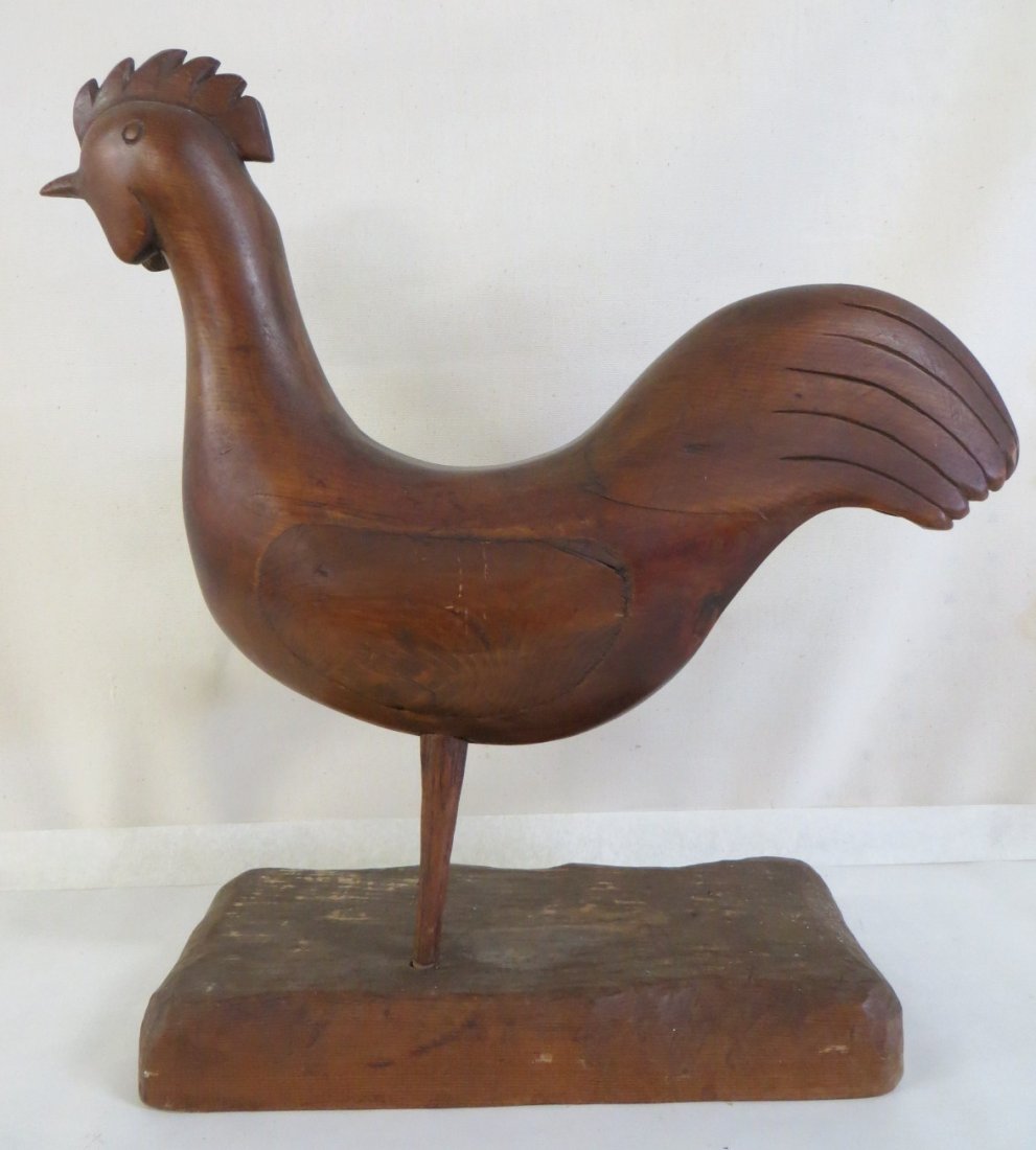 Carved wooden folk art rooster signed on base Jay C. Pa