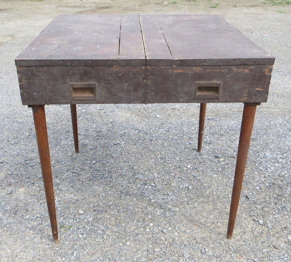 Civil War Era Folding Campaign Desk In Original Brown S Jun 01