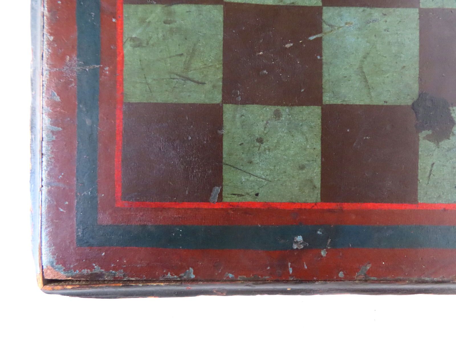 An early hand painted presentation game board, Civil War era, having turquoise and black squares - 2