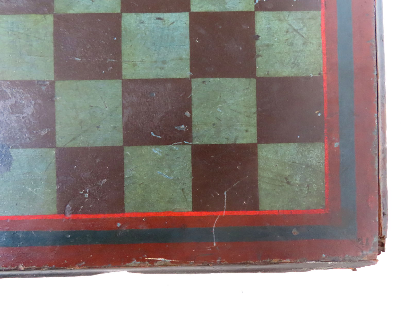 An early hand painted presentation game board, Civil War era, having turquoise and black squares - 5