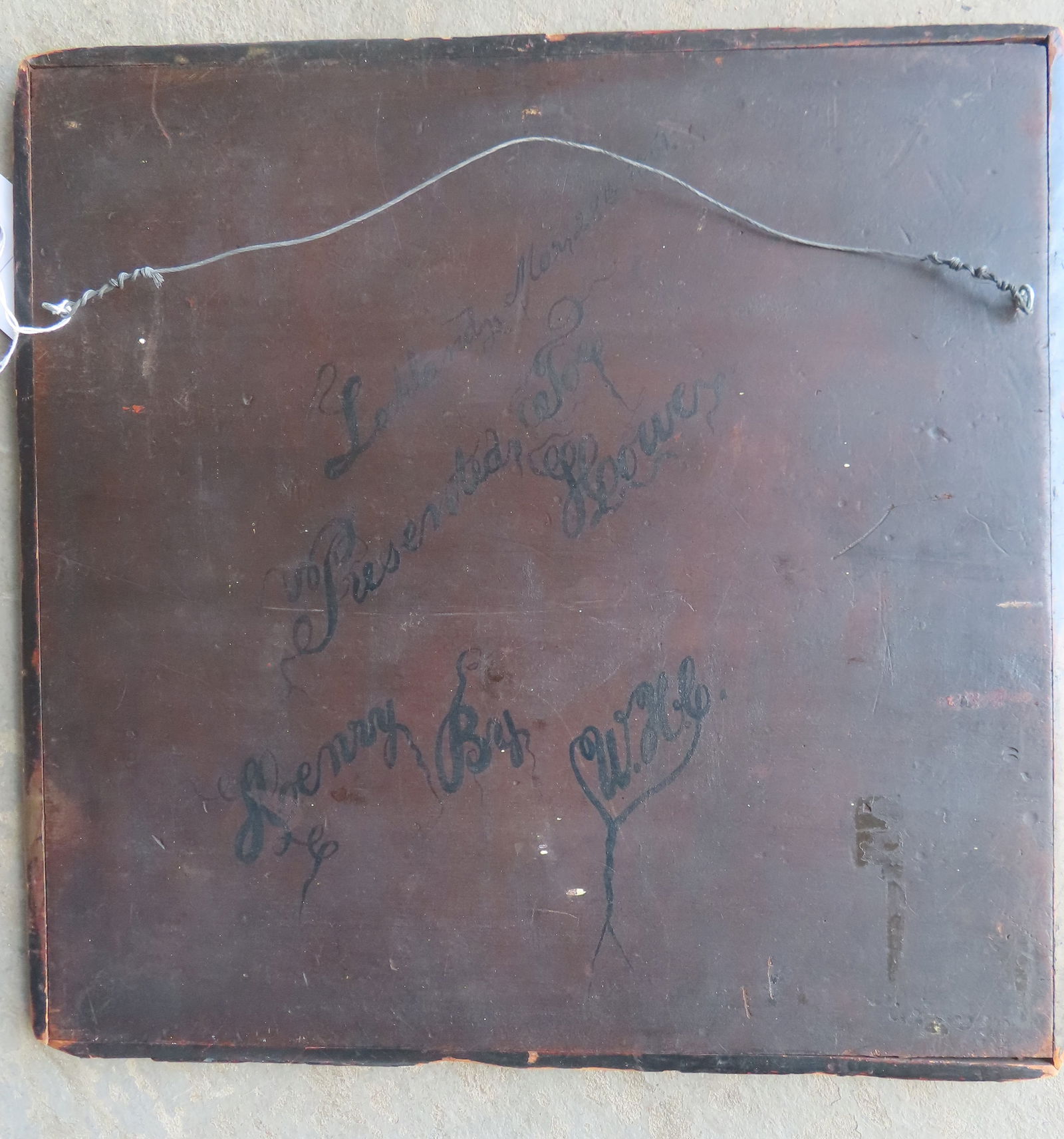 An early hand painted presentation game board, Civil War era, having turquoise and black squares - 6