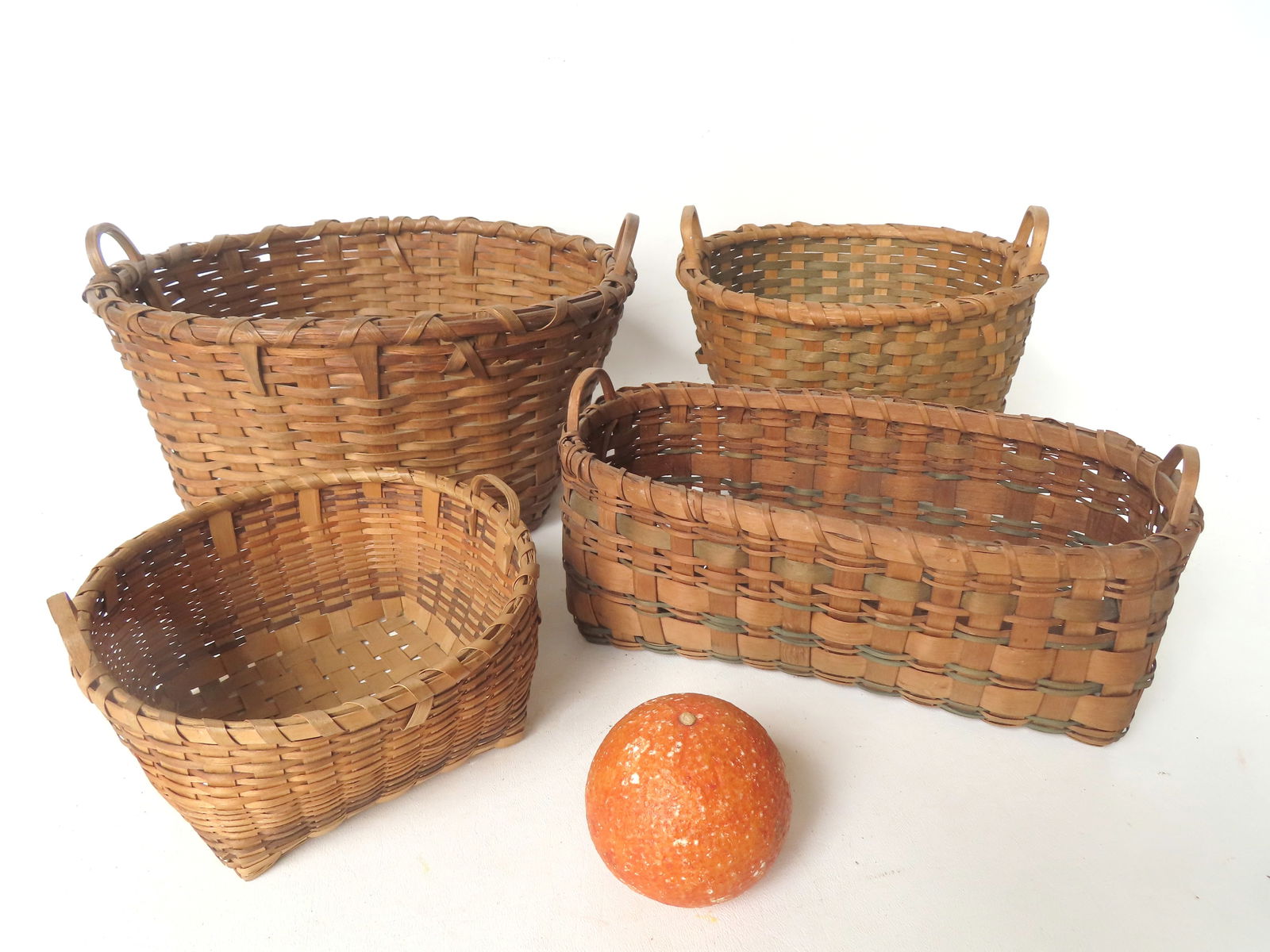 Four good splint woven baskets with double handles, all appear to be 19th century - the smaller (1 of 17)