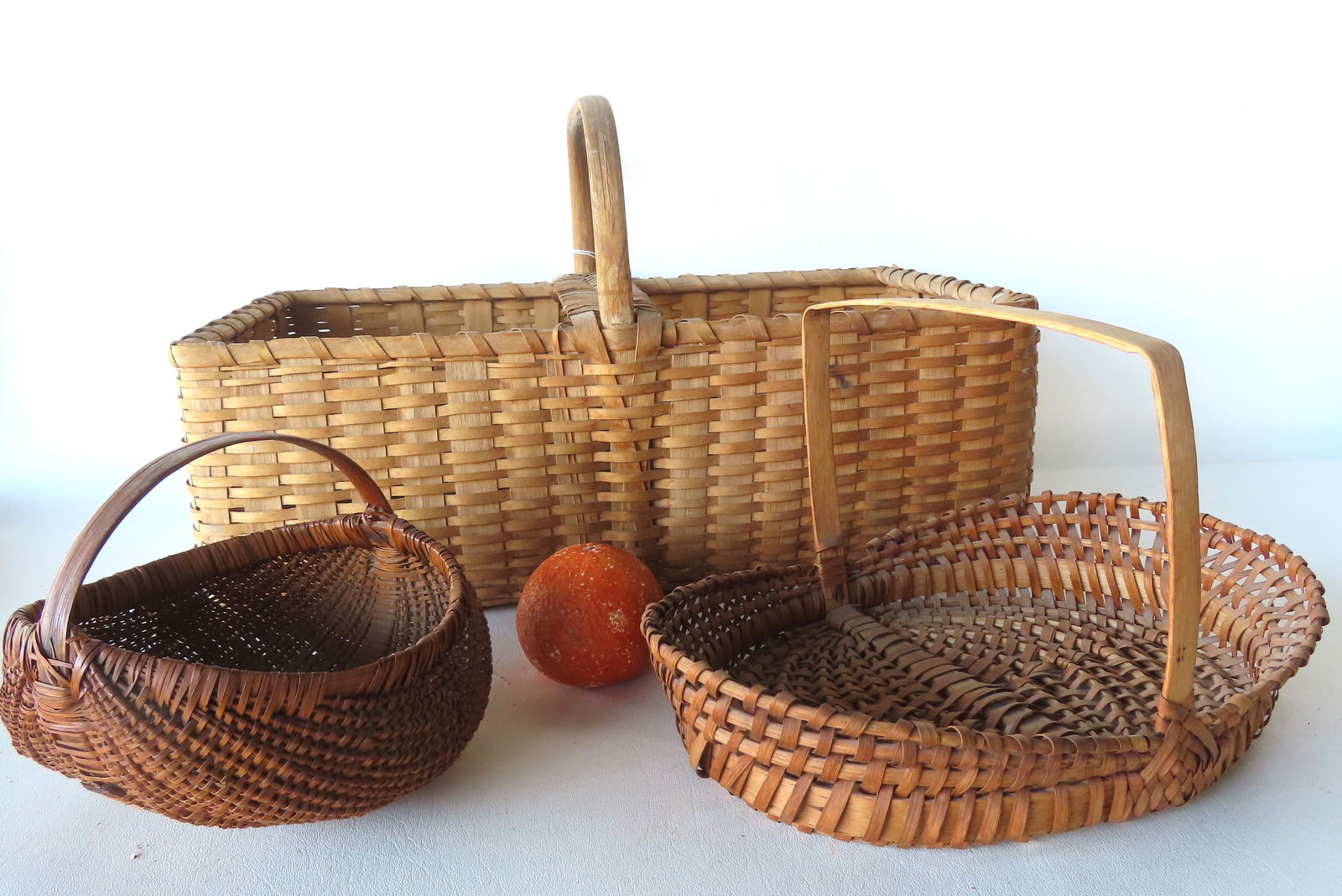 Grouping of 3 early woven splint baskets, all with only minor breaks - see photos for further (1 of 13)