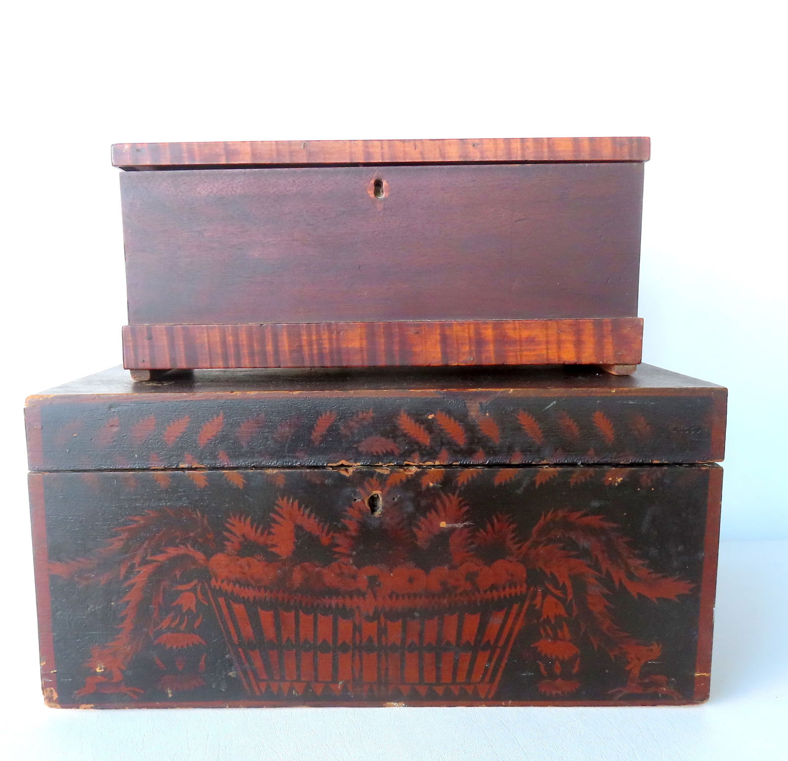 Two early document boxes: The first, a miniature walnut blanket box with a footed base and with (1 of 14)
