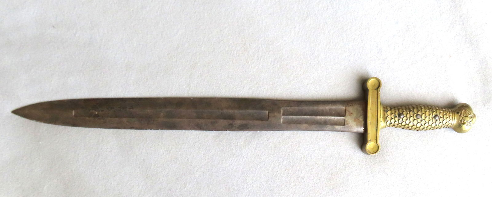 A U.S. Springfield Model 1832 Artillery Short Sword, marked on tang "UNITED STA / 1842 / JCB": A U.S. Springfield Model 1832 Artillery Short Sword, marked on tang "UNITED STA / 1842 / JCB" (inspector J.C. Biddle - note that the last 3 letters of STATES are not impressed into the metal) and also