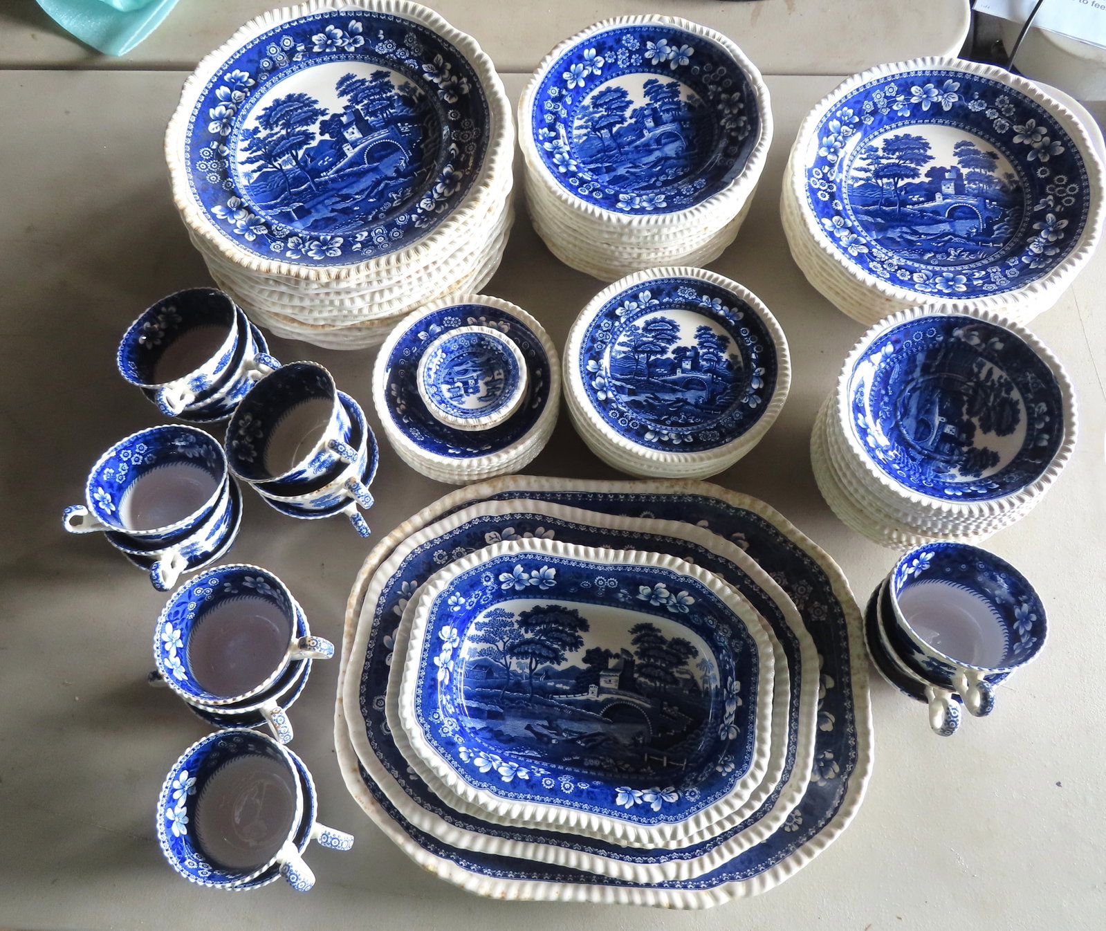 A Copeland Spode dinner service, Tower pattern in blue and white, consisting of 100 pieces as (1 of 20)