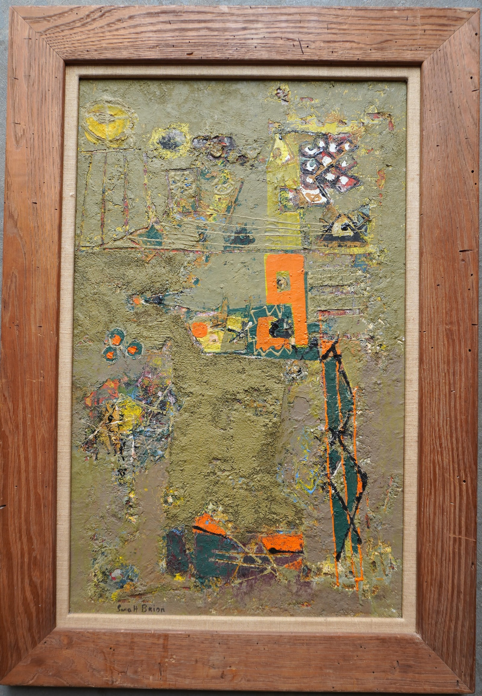Sarah Brion, New England 20th century. O/C Abstract impressionist, signed Sarah Brion - also signed (1 of 4)