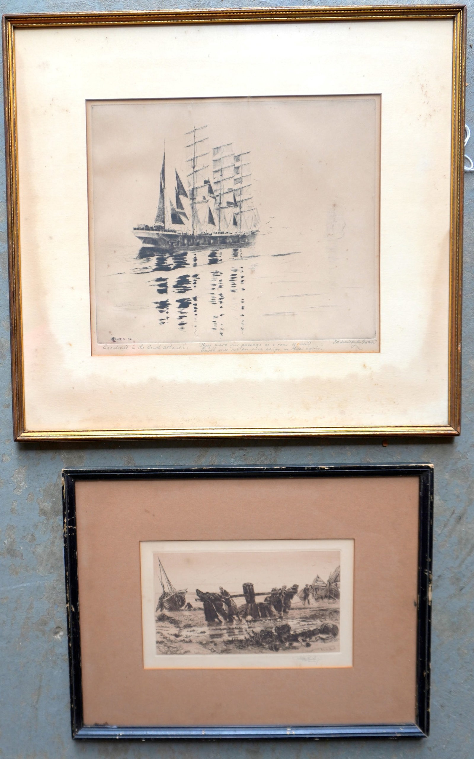 Two Nautical Related Etchings. The first, STEPHEN PARRISH (1846 ? 1938, Philadelphia Pa.) etching (1 of 9)