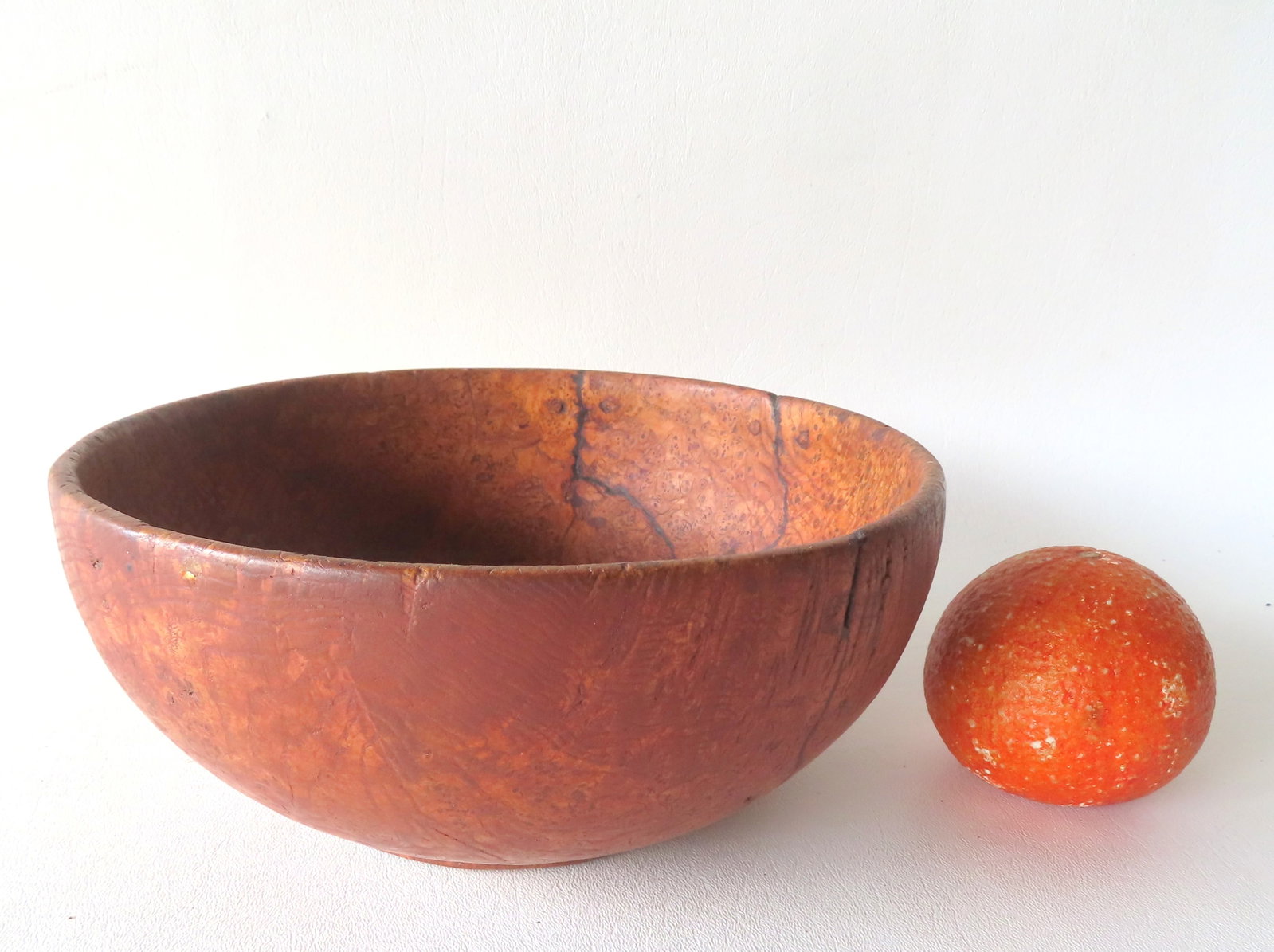 An ash burl bowl with footed base, early 19th century, probably Northeastern Woodlands Indian. The (1 of 8)