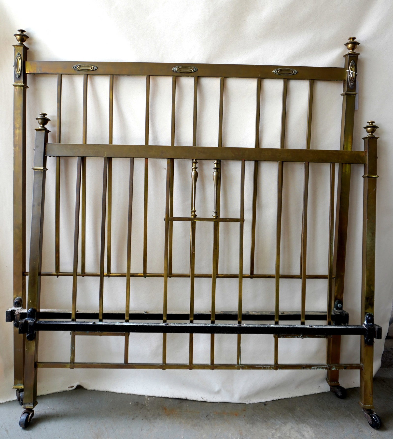 A vintage brass bed with urn finials, late 19th century, French style, with original side rails. (1 of 15)