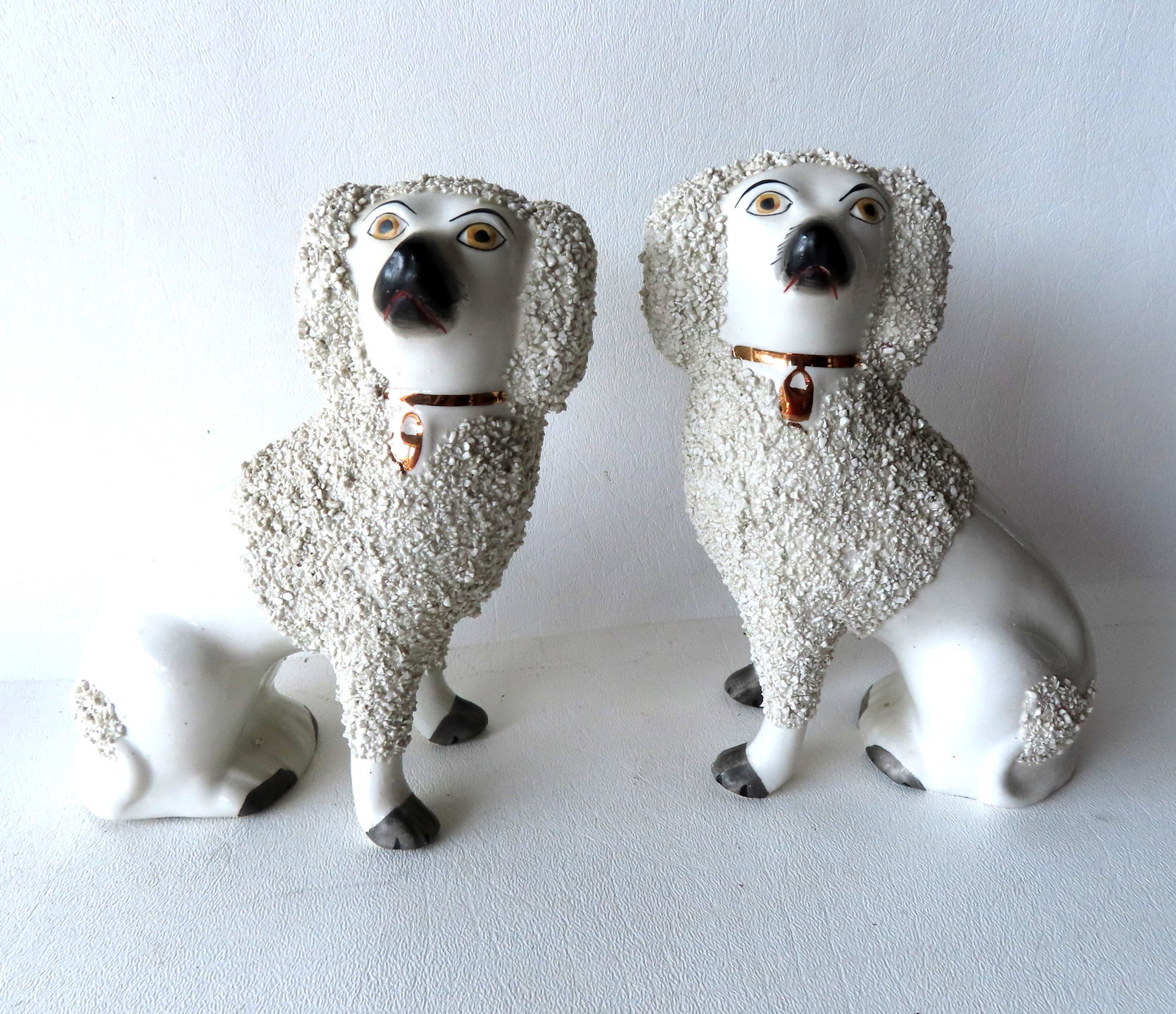 Pair of hand painted Staffordshire dogs marked on base "Staffordshire Ware / England", probably late (1 of 6)
