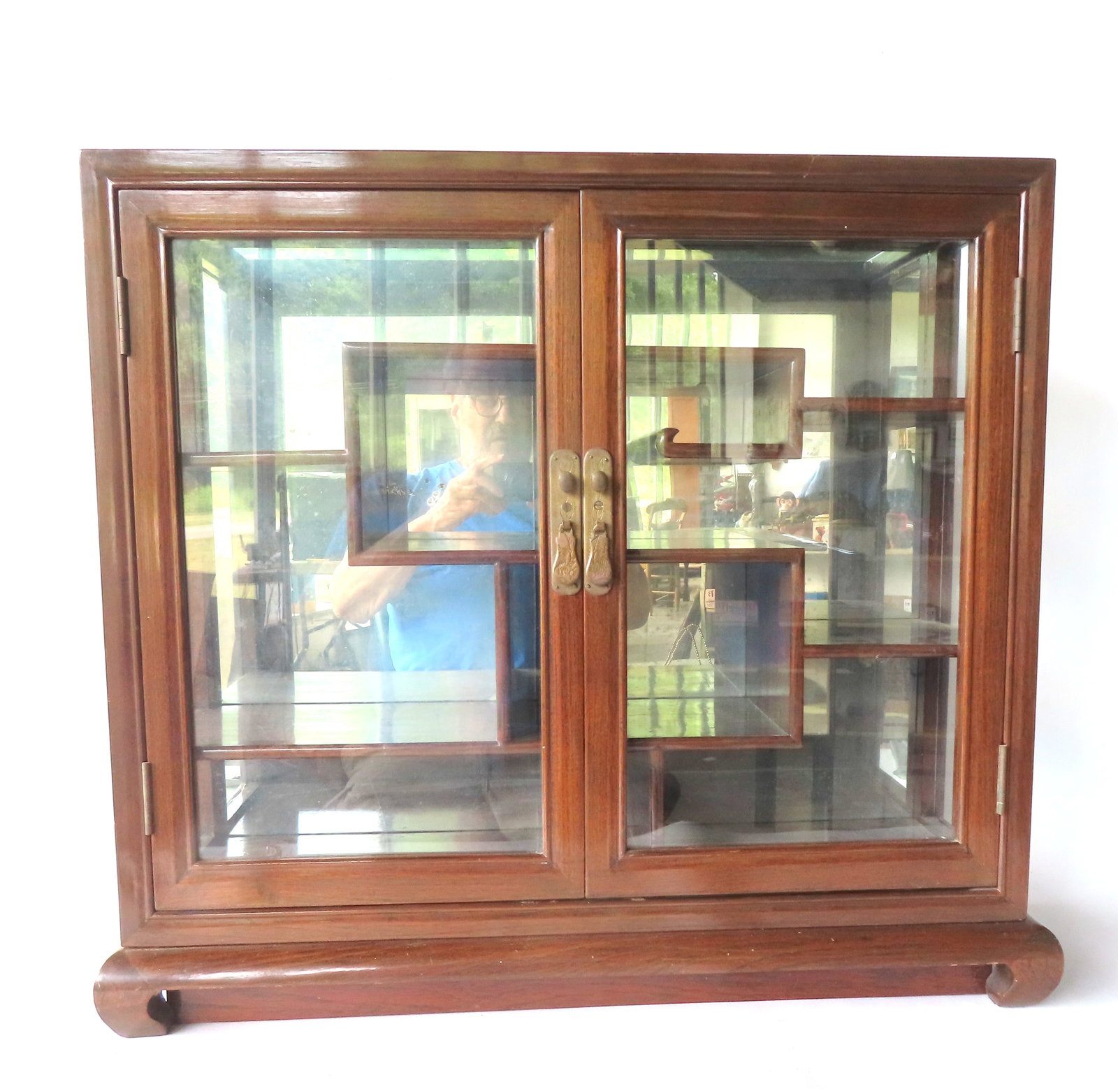 A small oriental 2 door table top showcase with fitted interior for the display of oriental (1 of 10)