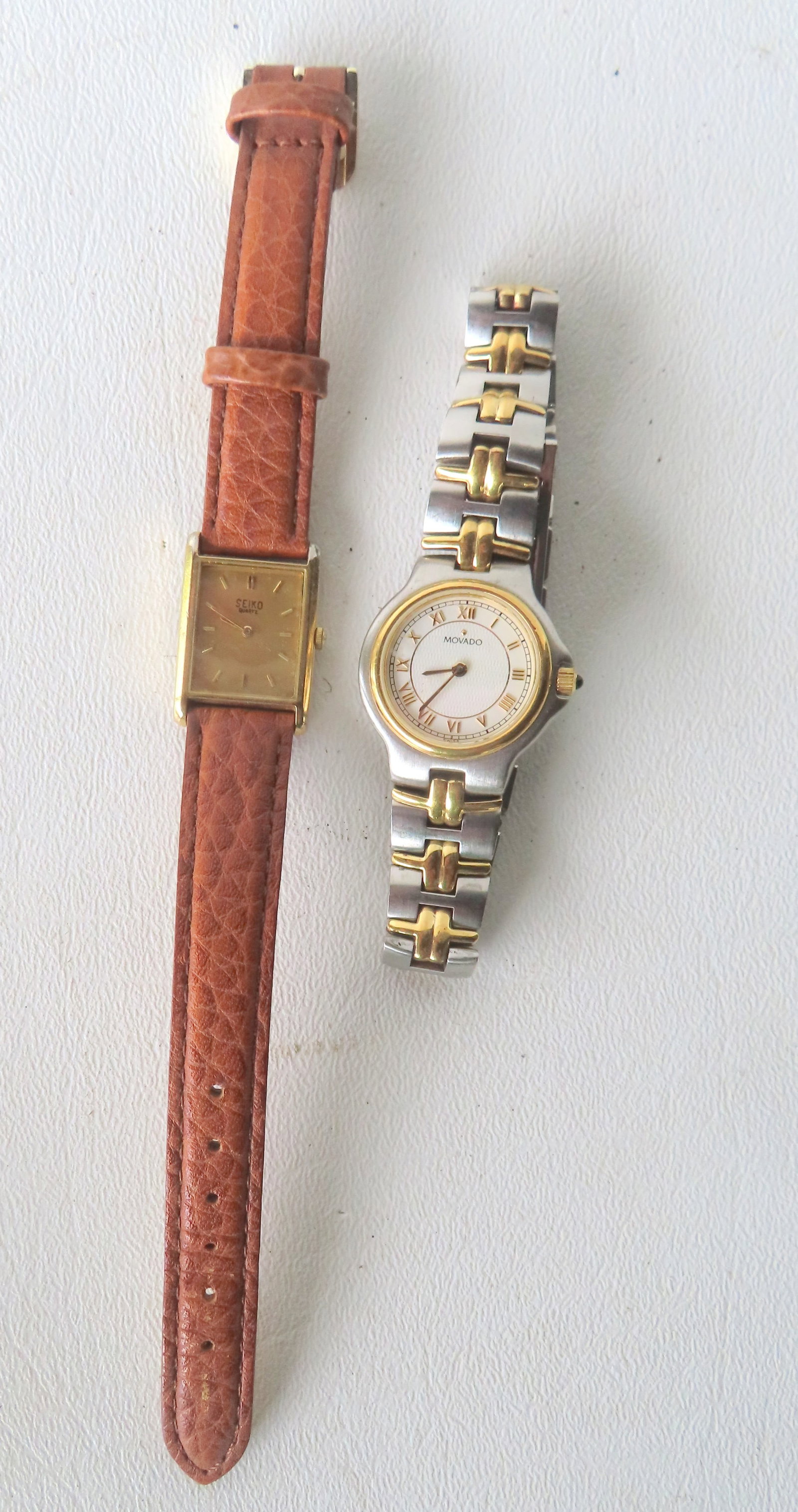 Two ladies wrist watches, a Movado (quartz) and a Seiko, both in good condition but sold as (1 of 7)