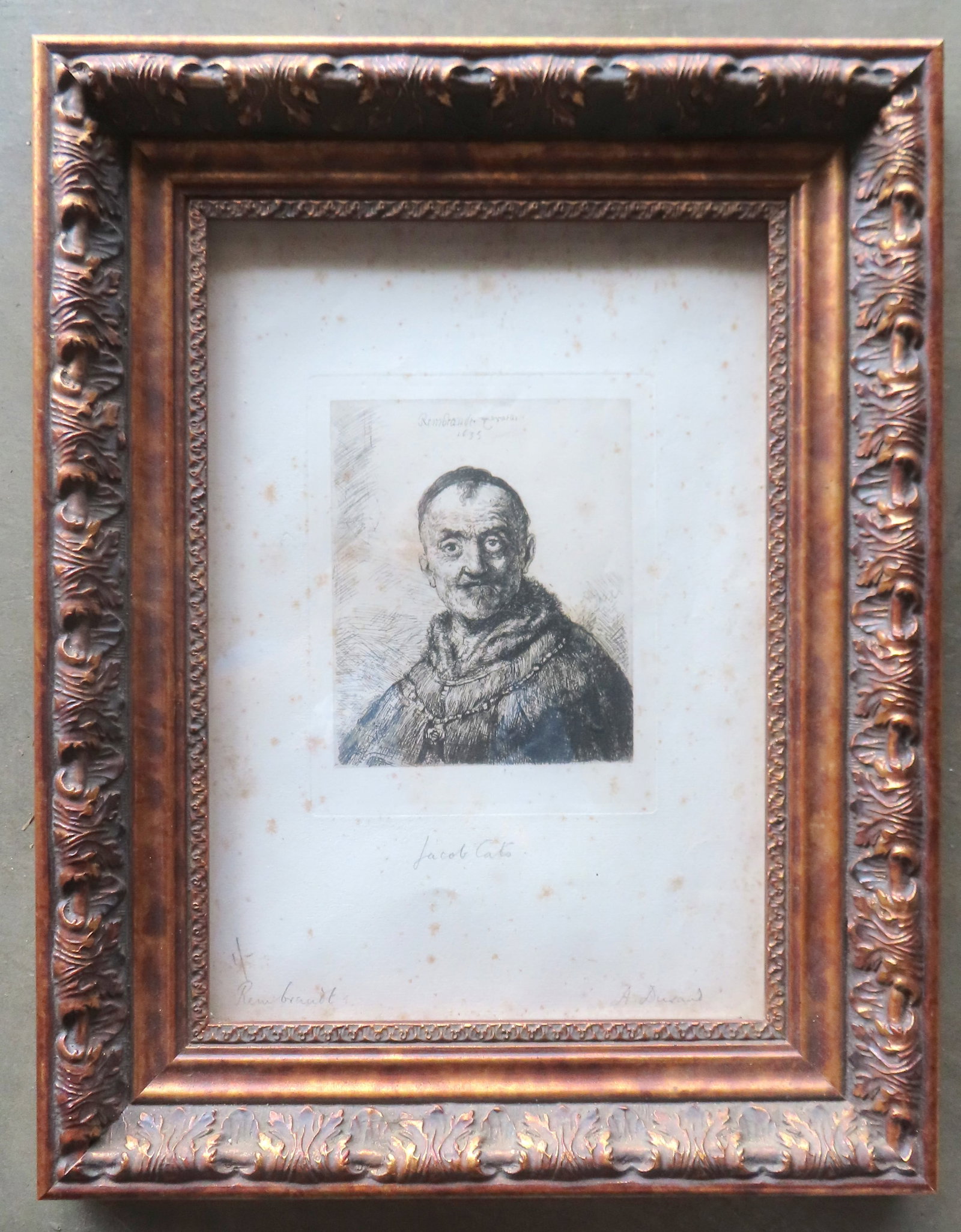 Charles Armand-Durand, famous French engraver, 1831-1905. An original Durand engraving of Jacob: Charles Armand-Durand, famous French engraver, 1831-1905. An original Durand engraving of Jacob Cats, after Rembrandt's work in 1635. Pencil signed under image "Jacob Cats" and pencil signed at base "
