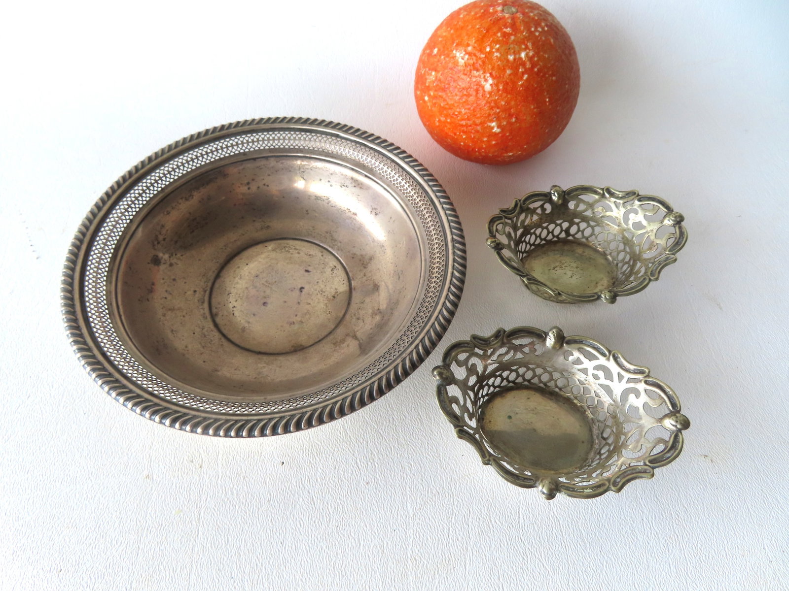 Three small pieces of sterling silver. The largest 5 3/4" diameter - total weight of all 3 pieces (1 of 1)
