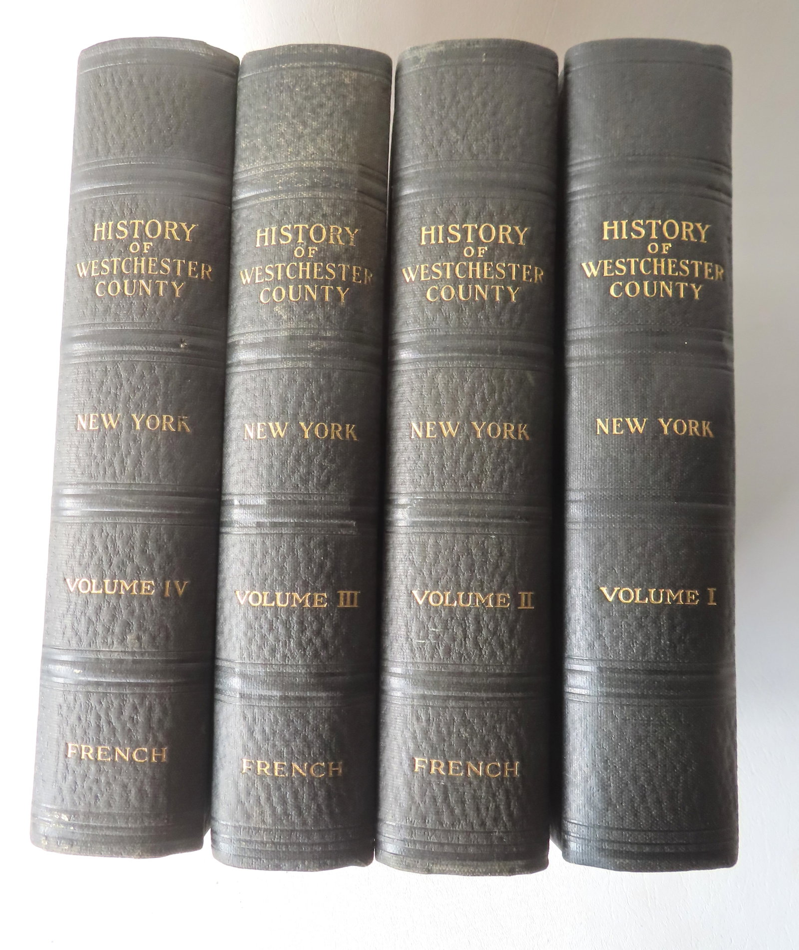 "History of Westchester County" in 4 volumes, first edition, published by the Lewis Historical: "History of Westchester County" in 4 volumes, first edition, published by the Lewis Historical Publishing Company, 1925. Volume II with paper stuck to the front cover, else all in very good condition.