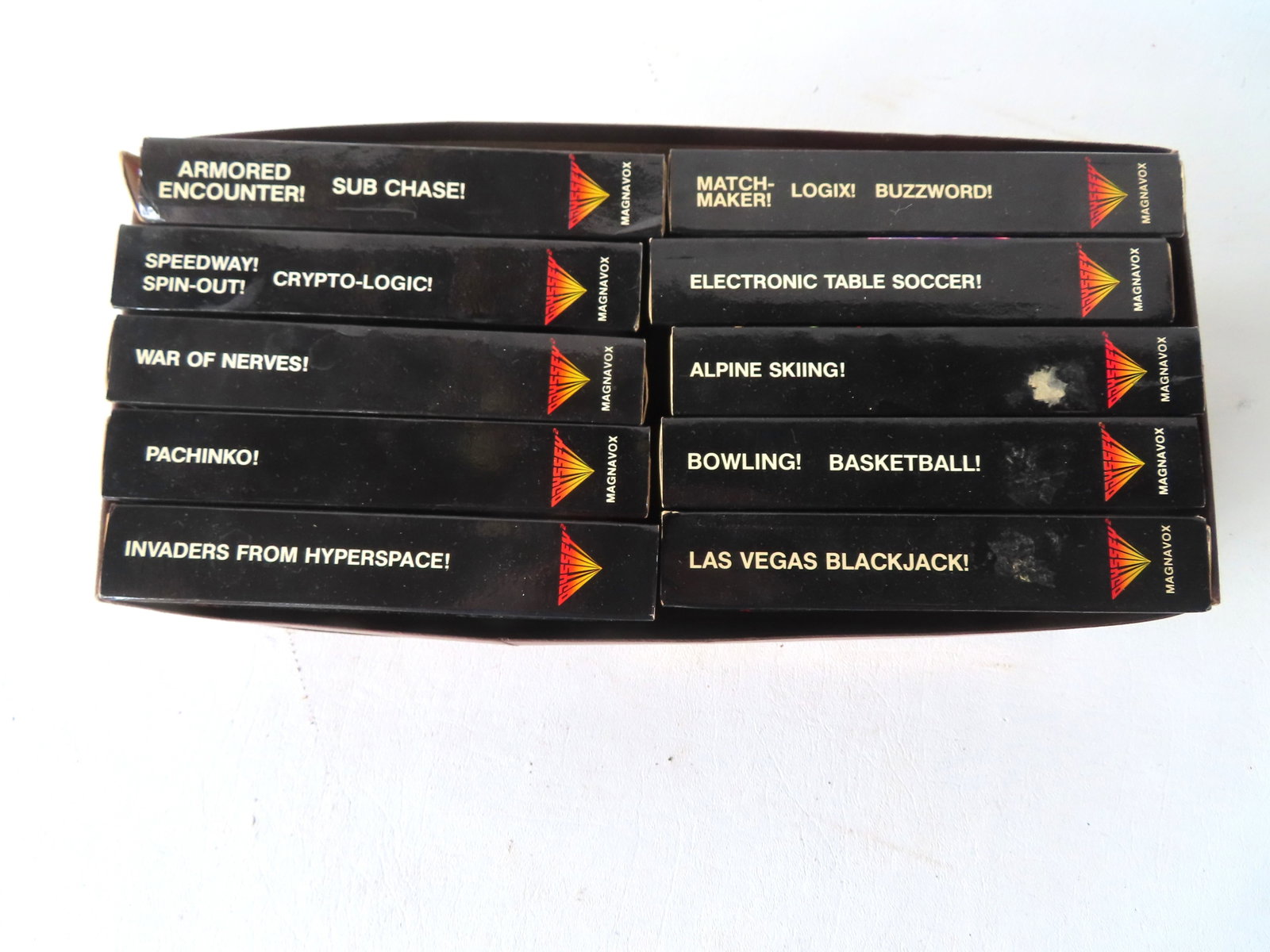 Grouping of 9 Odyssey2 TV games in original boxes. (1 of 2)