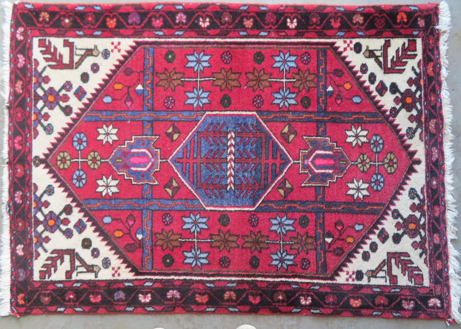 Oriental scatter rug, hand knotted, very good condition, early to mid 20th century. Measures 4' 8" x (1 of 5)