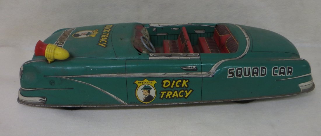 Large Dick Tracy friction Squad Car by Marx - 20"L - de: Large Dick Tracy friction Squad Car by Marx - 20"L - dents, missing wind shield.